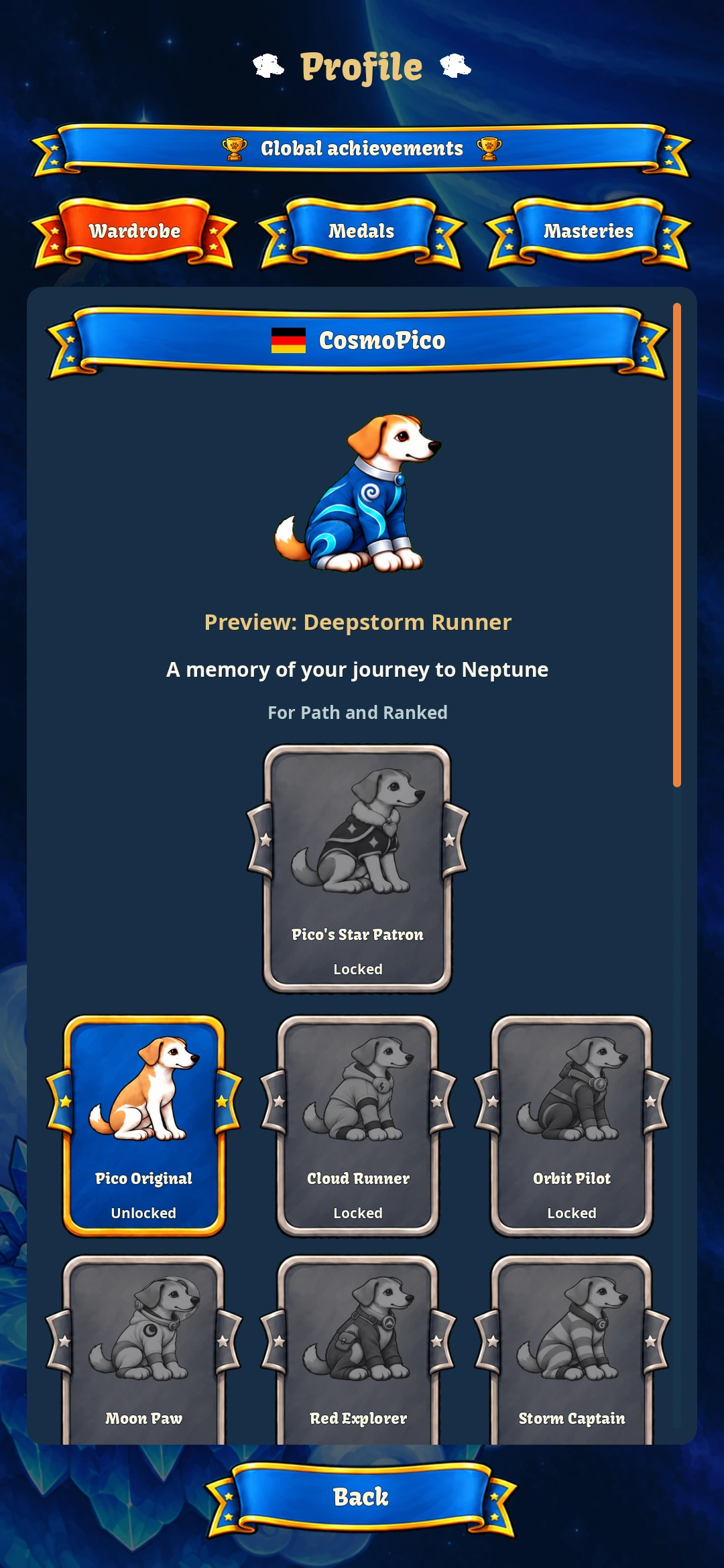 Pico the Dog – Neptune outfit